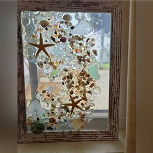 Hand Crafted Framed Sea Art Glass Art